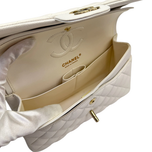 Classic Double Flap Small Caviar Quilted White GHW