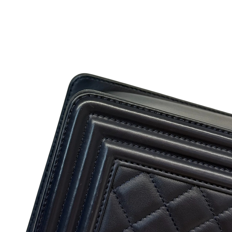 Boy Flap Medium Lambskin Quilted Dark Blue GHW