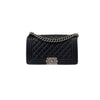Small Double Flap Bag in Navy Blue Caviar with SHW