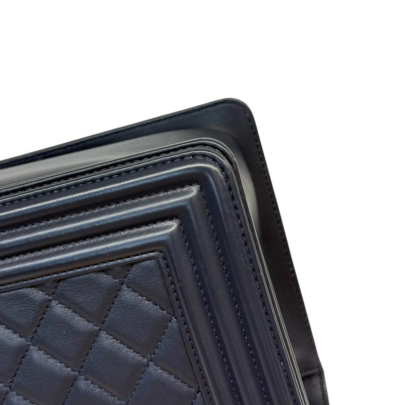 Boy Flap Medium Lambskin Quilted Dark Blue GHW
