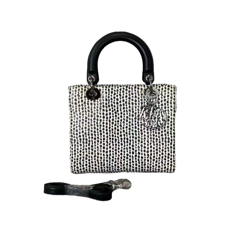 Lady Dior Medium Python Black and White SHW