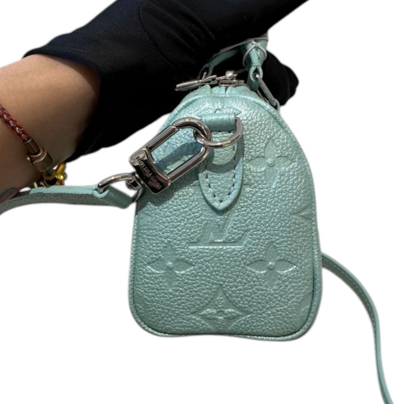 Nano Speedy Empreinte Monogram Turquoise Blue SHW