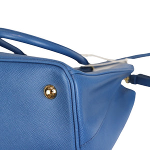 Saffiano Lux Galleria Double Zip Tote Blue GHW