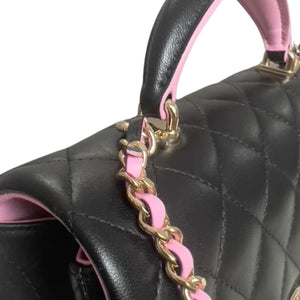 Bi-Color Mini Top Handle Rectangular Flap Lambskin Black Lilac GHW
