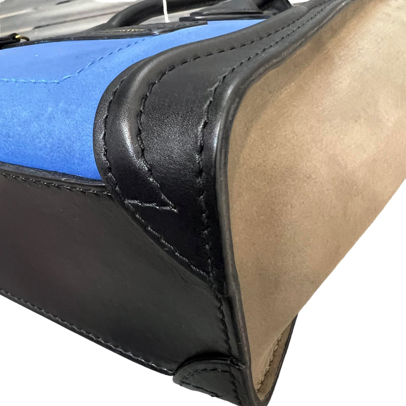 Tri-Coloured Nano Luggage Cobalt Black Tan GHW