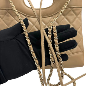31 Shopping Tote Mini Crumpled Lambskin Dark Beige GHW