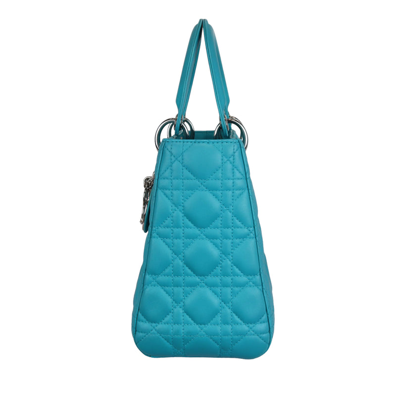 Medium Lady Dior Cannage Aqua Blue SHW