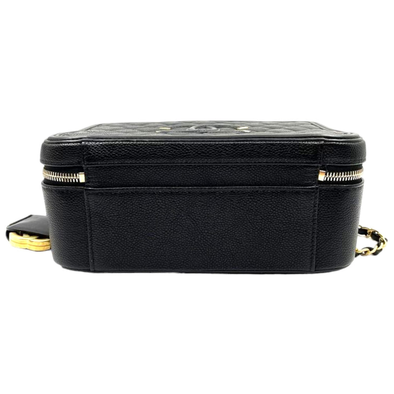 CC Filigree Vanity Case Medium With Hermes Twilly Caviar Black GHW