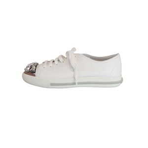 Cap Toe Leather Sneaker White Size 37.5