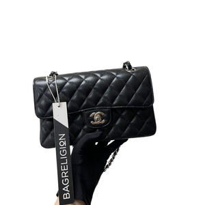 Caviar Quilted Small Double Flap Black SHW