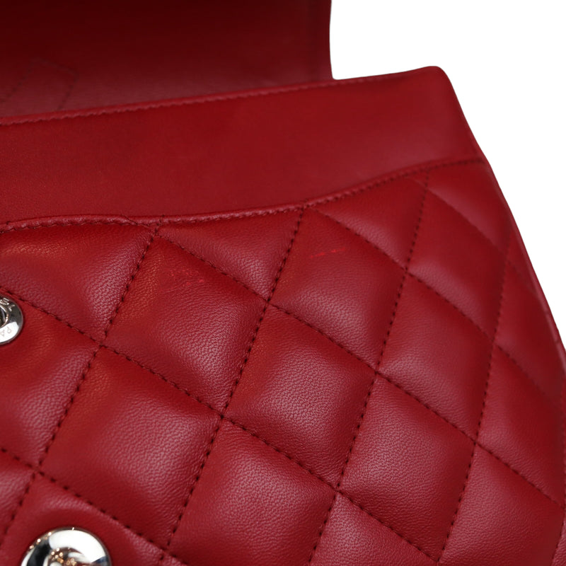 Double Flap Jumbo Lambskin Red SHW