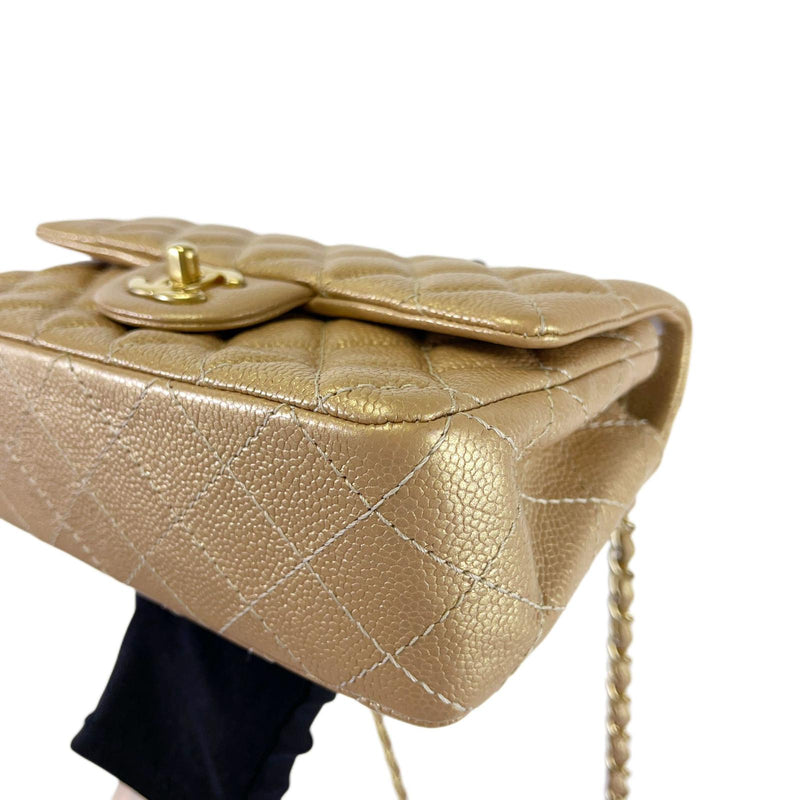 Mini 15C Rectangle Caviar Gold GHW