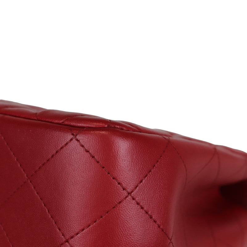 Double Flap Jumbo Lambskin Red SHW