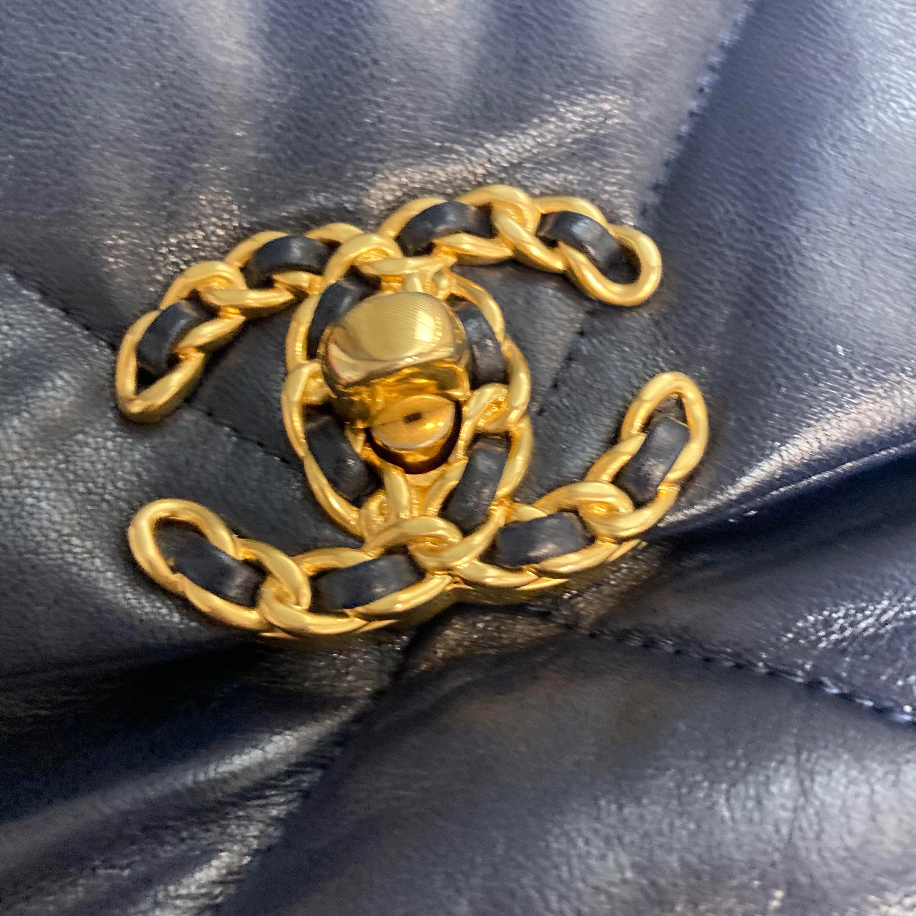 Chanel 19 Maxi Review Chanel 19 Handbag, Shiny Lambskin, Gold-tone