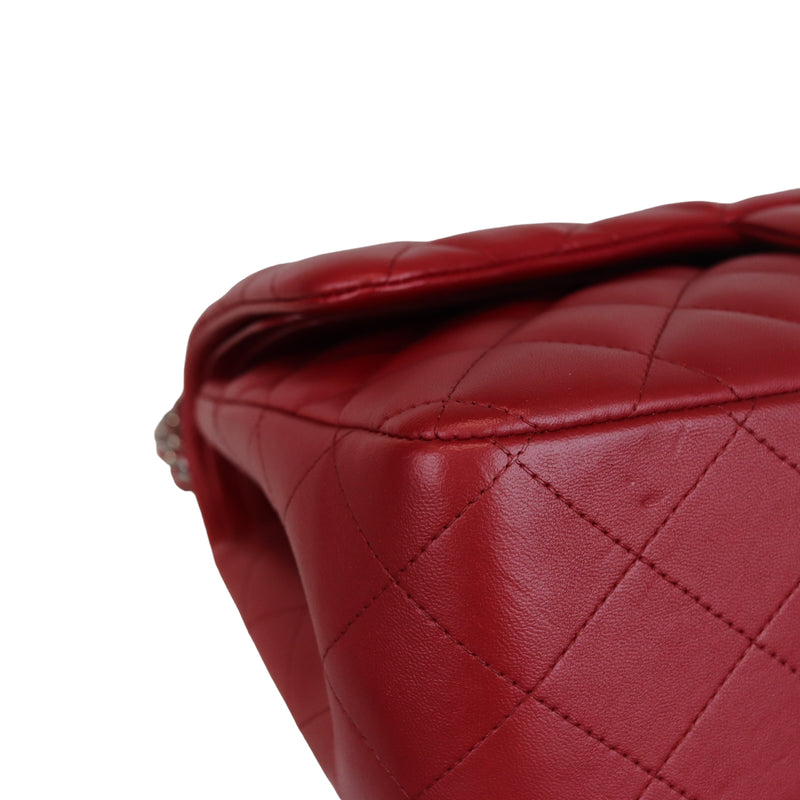 Double Flap Jumbo Lambskin Red SHW