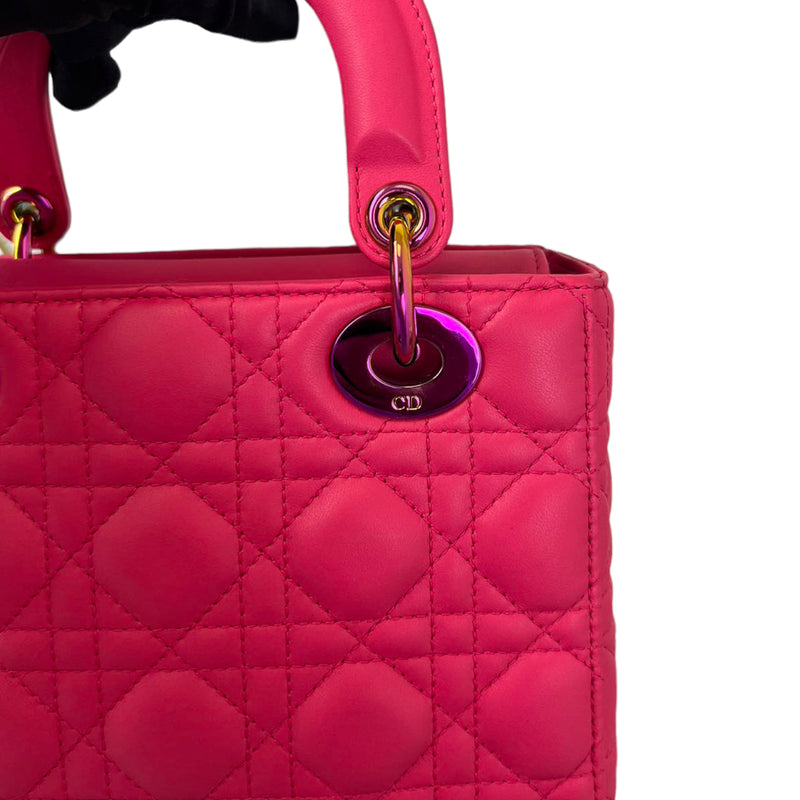 Small Lady Dior Lambskin Pink Rainbow Hardware