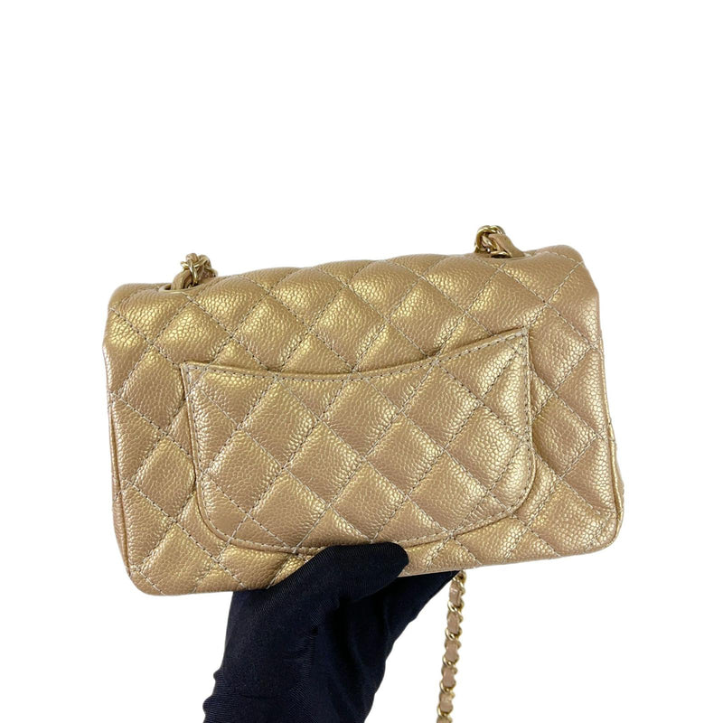 Mini 15C Rectangle Caviar Gold GHW