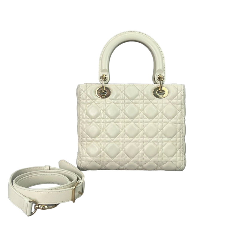 Cannage Lady Dior Medium White GHW