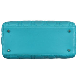 Medium Lady Dior Cannage Aqua Blue SHW