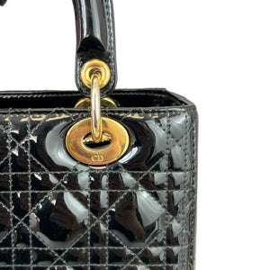 Lady Dior Medium Patent Black GHW