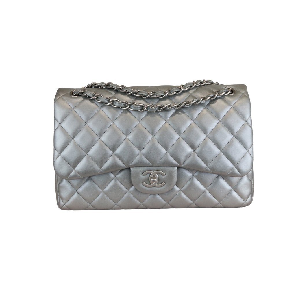 Jumbo Classic Double Flap Lambskin Silver SHW