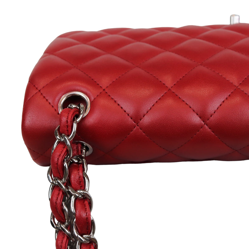 Double Flap Jumbo Lambskin Red SHW