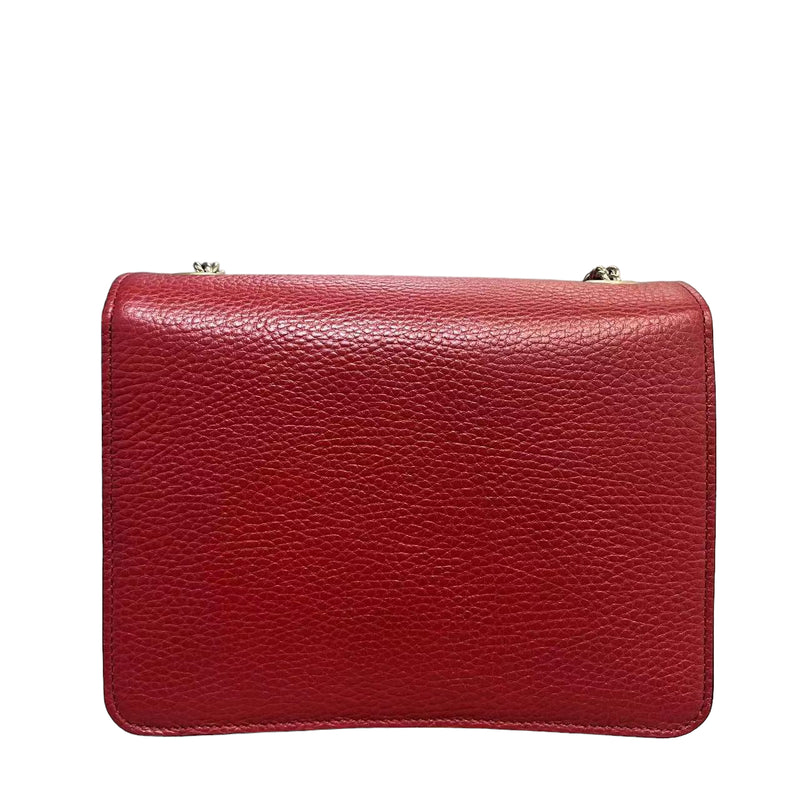 Small Interlocking GG Calfskin Red GHW