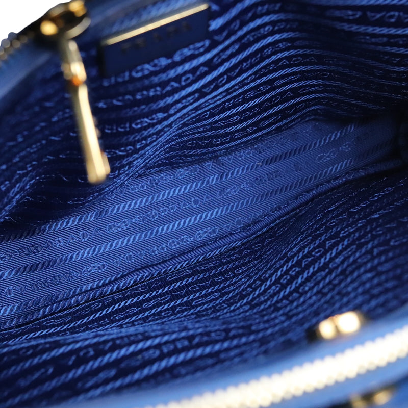 Saffiano Lux Galleria Double Zip Tote Blue GHW