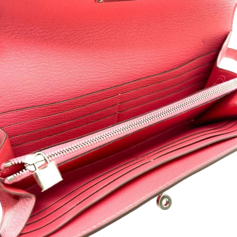 Kelly Long Wallet Chevre Mysore Goatskin Pink SHW
