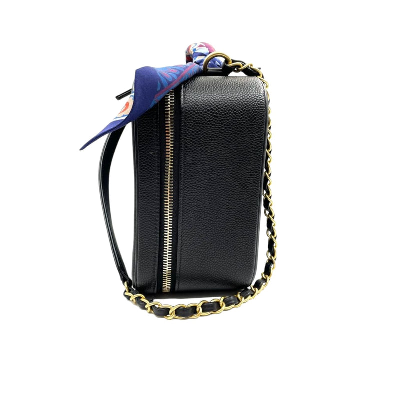 CC Filigree Vanity Case Medium With Hermes Twilly Caviar Black GHW