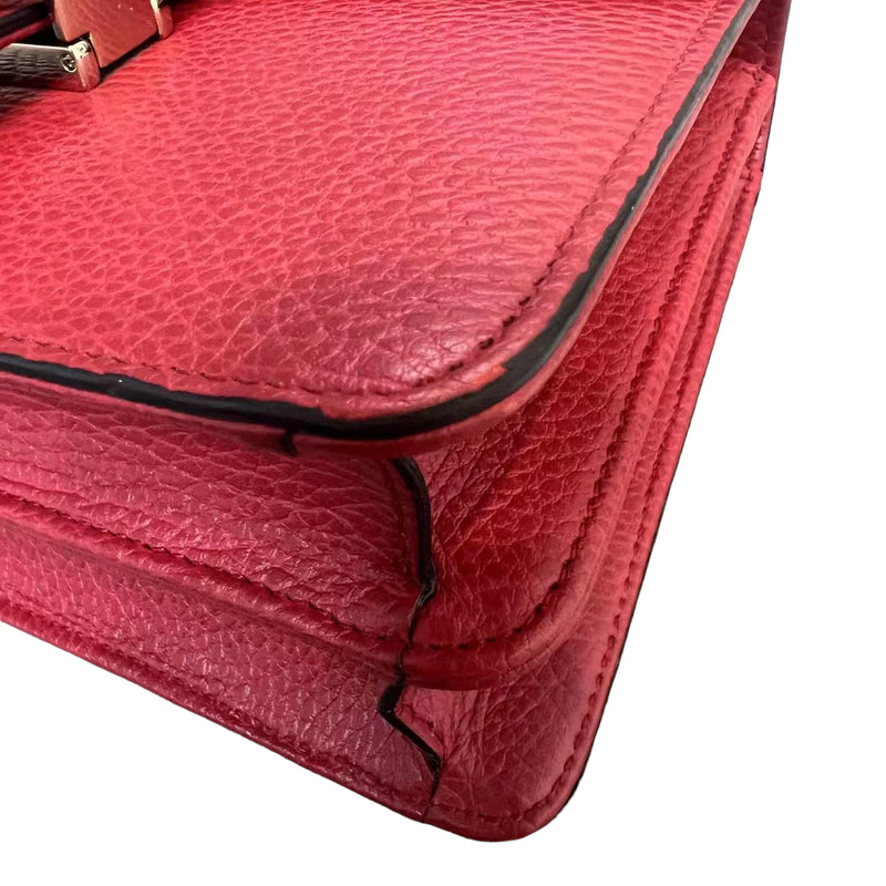 Small Interlocking GG Calfskin Red GHW