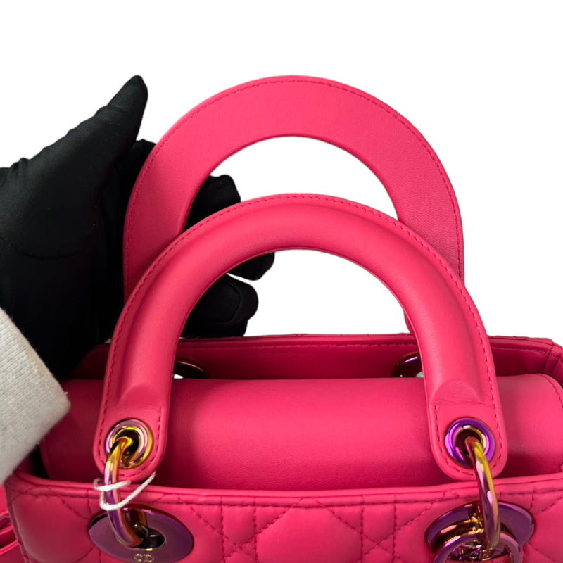 Small Lady Dior Lambskin Pink Rainbow Hardware