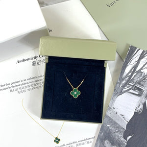Vintage 18K Alhambra Necklace Malachite Diamond