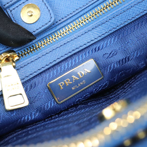 Saffiano Lux Galleria Double Zip Tote Blue GHW