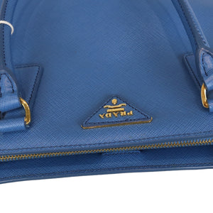 Saffiano Lux Galleria Double Zip Tote Blue GHW