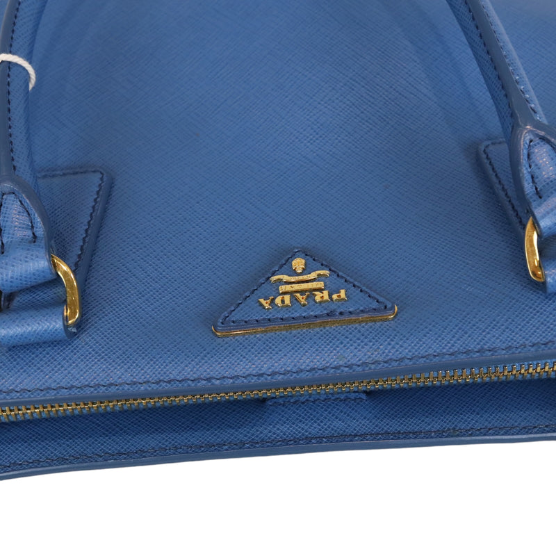 Saffiano Lux Galleria Double Zip Tote Blue GHW