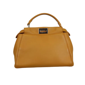 Mini Peekaboo Smooth Leather Satchel Mustard Yellow SHW