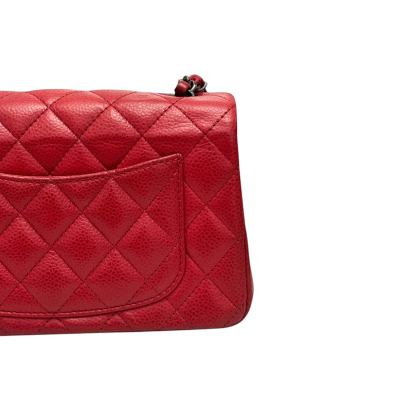 Rectangular Flap Mini Caviar Quilted Red SHW