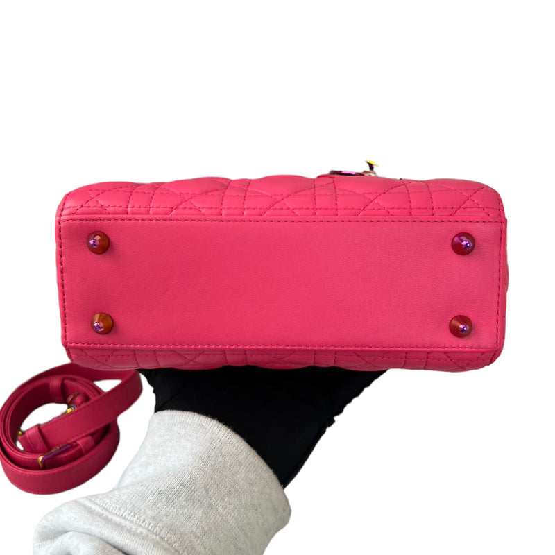 Small Lady Dior Lambskin Pink Rainbow Hardware