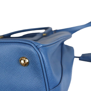 Saffiano Lux Galleria Double Zip Tote Blue GHW