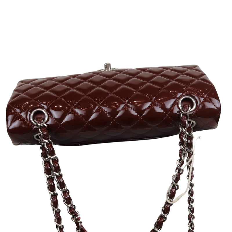Chanel Burgundy Quilted Patent Leather Jumbo Classic Single Flap Bag Chanel