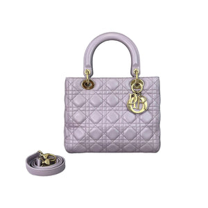 Lambskin Lady Dior Medium Lilac GHW