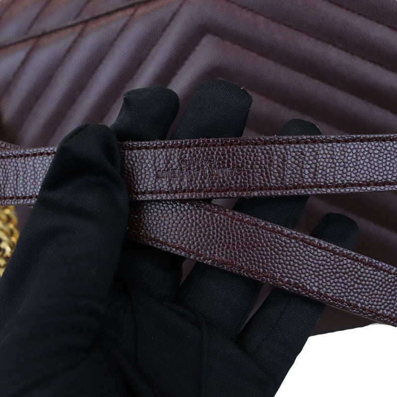 Envelope Large Flap Chevron Quilted Burgundy GHW