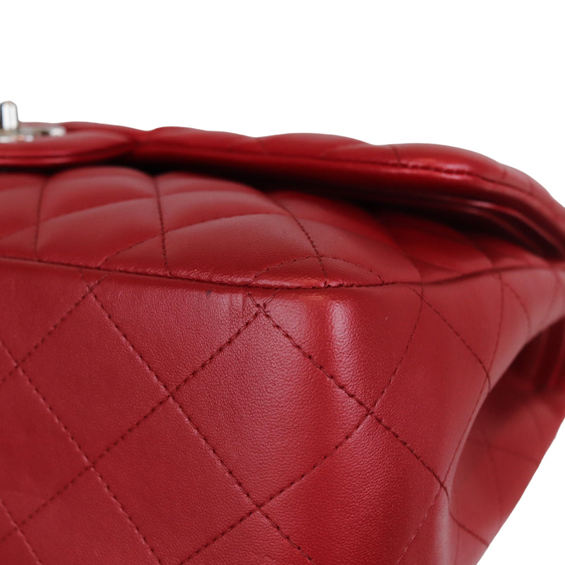 Double Flap Jumbo Lambskin Red SHW