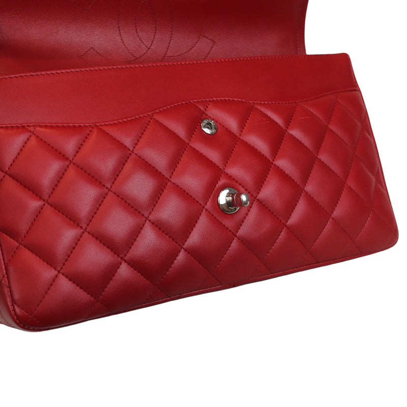 Double Flap Jumbo Lambskin Red SHW