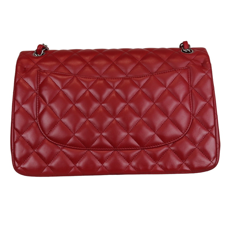 Double Flap Jumbo Lambskin Red SHW