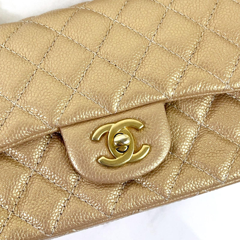 gold chanel double flap