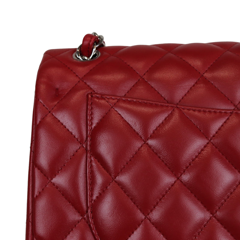 Double Flap Jumbo Lambskin Red SHW