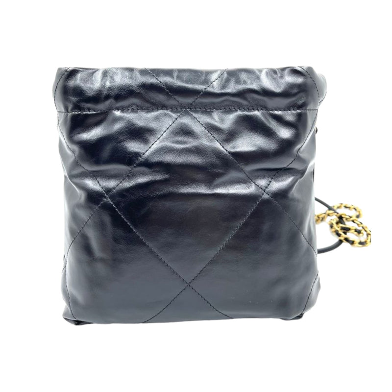 Mini Chanel 22 Shiny Calfskin Quilted Black GHW