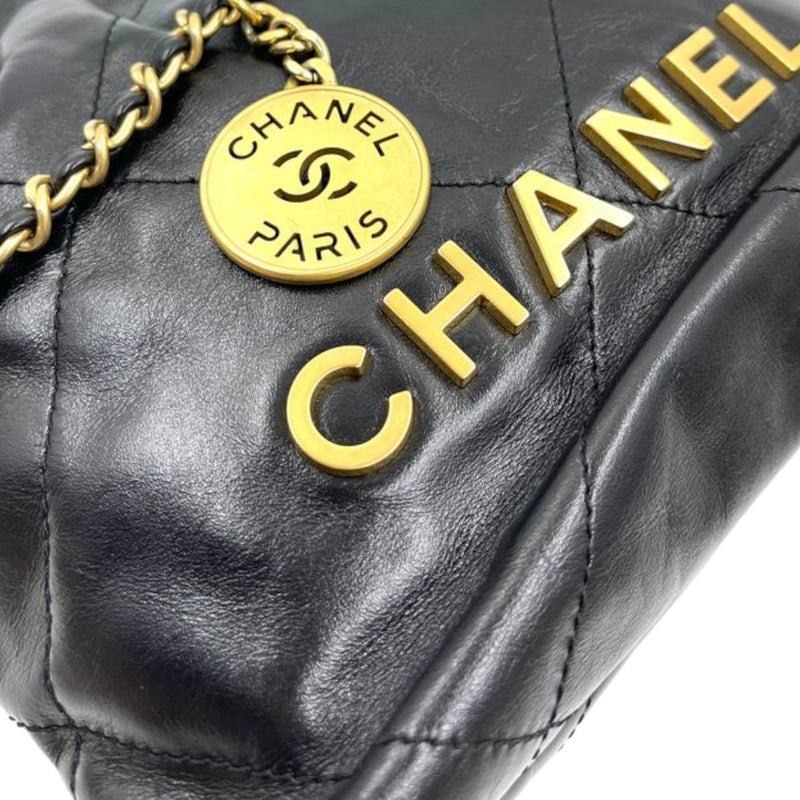 Mini Chanel 22 Shiny Calfskin Quilted Black GHW